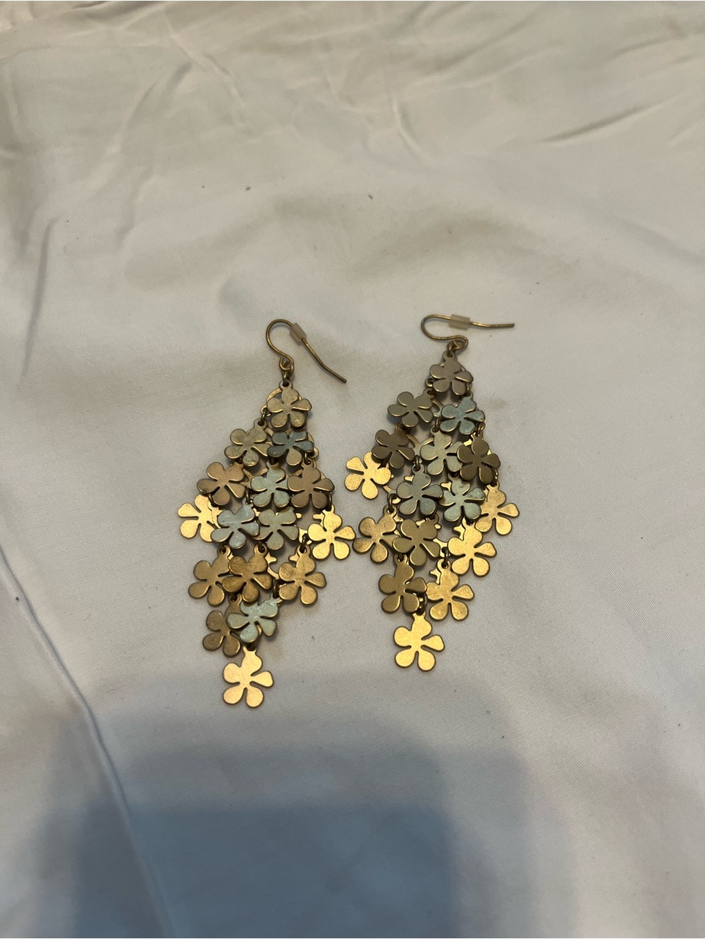 Gold Floral Cluster Drop Earrings - Women Jewelry